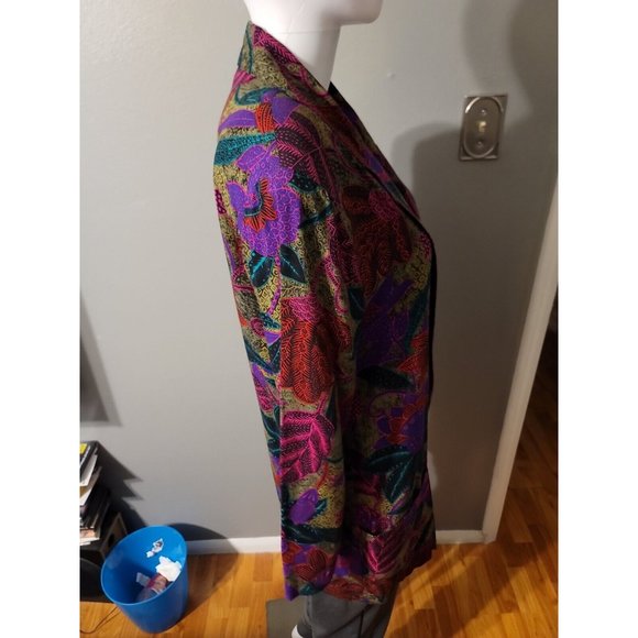 Harvest Time Vintage Floral Button Blazer Size 10 Shoulder Pads USA - Picture 4 of 9